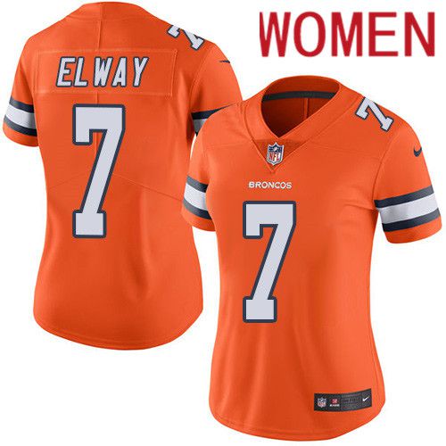 Women Denver Broncos #7 John Elway Orange Nike Rush Vapor Limited NFL Jersey
